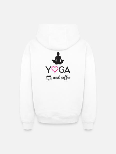 Yoga and Coffee - Oversized Heavyweight Unisex Zip Hoodie - white