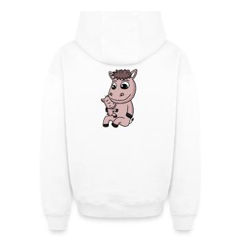 Famille Cheval - Cheval avec bébé - Sweat à capuche unisexe zippé oversize épais SPREAD - blanc - Dos - AI Model Male 178 light (178cm)