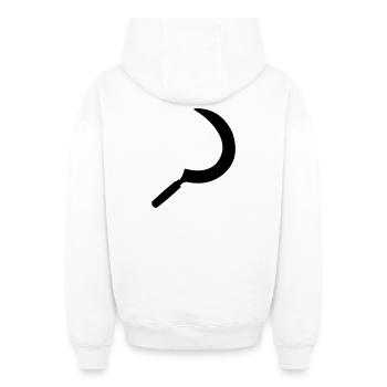 Image de l’ombre de faucille - Sweat à capuche unisexe zippé oversize épais SPREAD - blanc - Dos - AI Model Male 178 light (178cm)