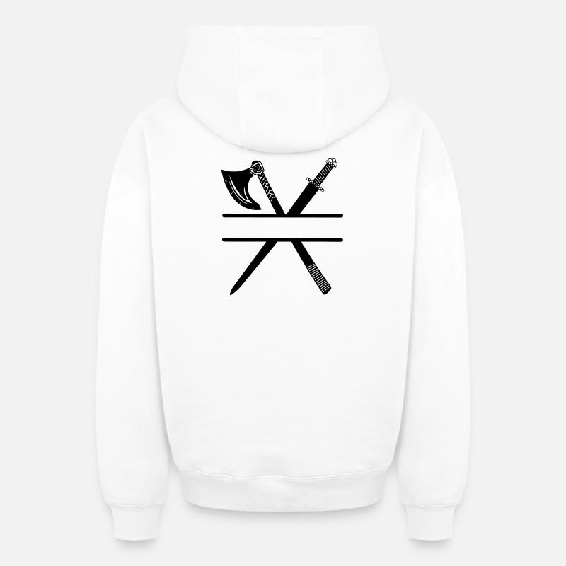 Wikinger Axt Schwert - Oversized Heavyweight Unisex Zip Hoodie - Weiß