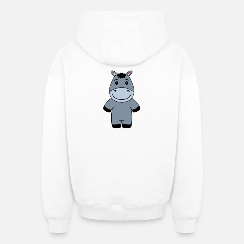 Âne - Sweat à capuche unisexe zippé oversize épais SPREAD - blanc