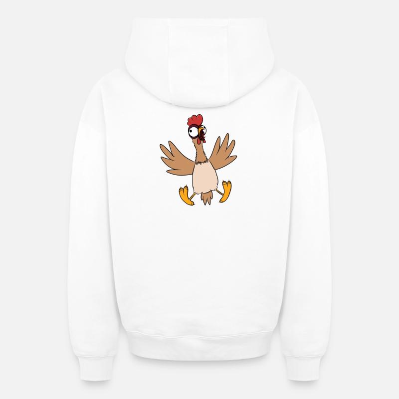 Chicken - Oversized Heavyweight Unisex Zip Hoodie - white
