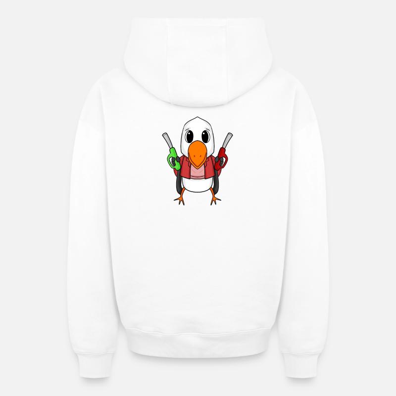 Tankwart Möwe Tankstelle - Sweat à capuche unisexe zippé oversize épais SPREAD - blanc