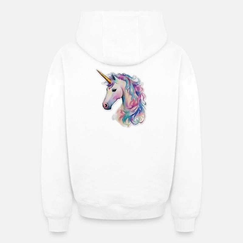 Licorne - Sweat à capuche unisexe zippé oversize épais SPREAD - blanc