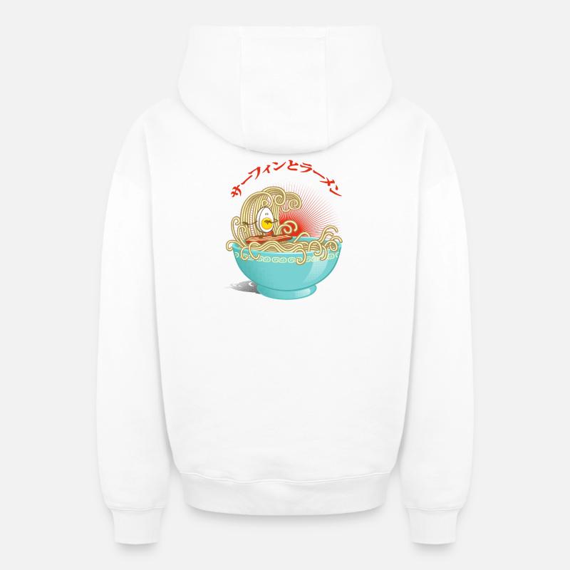 Surf et ramens - Sweat à capuche unisexe zippé oversize épais SPREAD - blanc