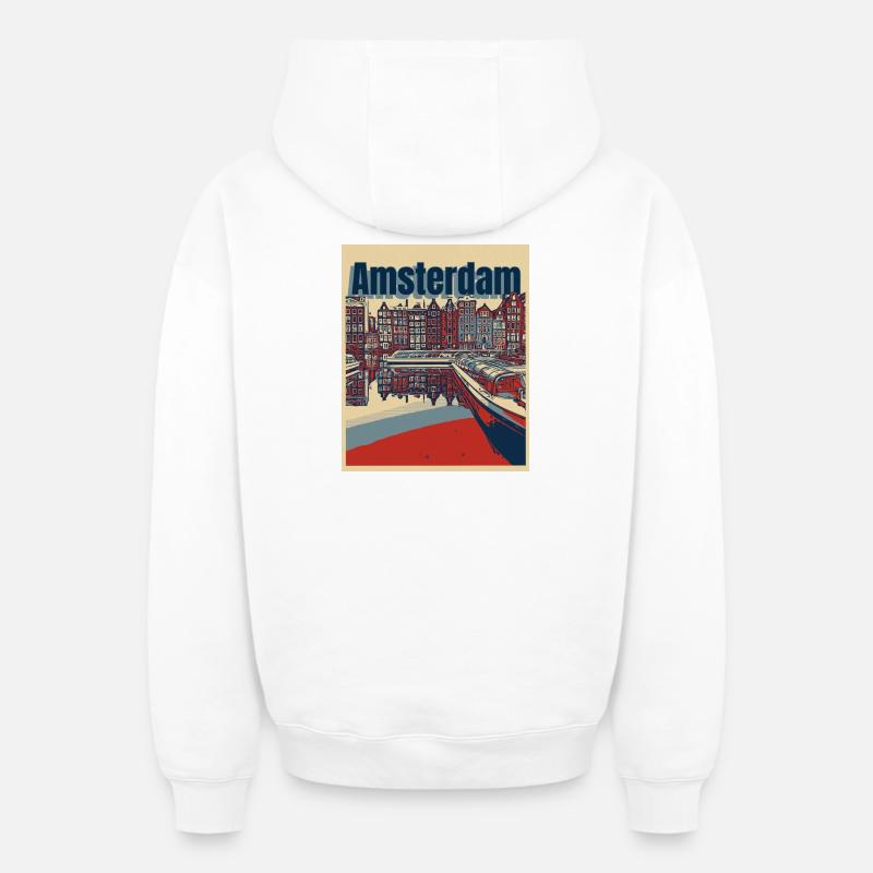Amsterdam - Sweat à capuche unisexe zippé oversize épais SPREAD - blanc