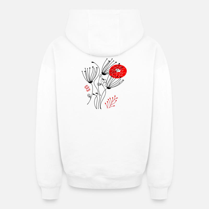 fleurs délicates en filigrane, Fleurs - Sweat à capuche unisexe zippé oversize épais SPREAD - blanc
