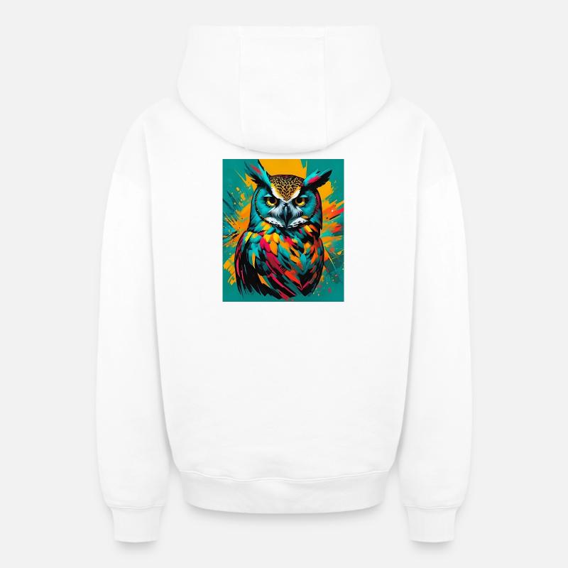 Hibou - Sweat à capuche unisexe zippé oversize épais SPREAD - blanc