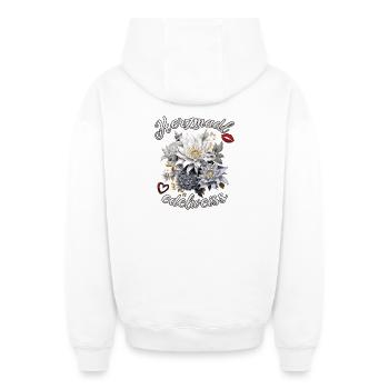 Trachtenshirt Herzmadl Edelweiss Dirndl Damen - Oversized Heavyweight Unisex Zip Hoodie - Weiß - Hinten - AI Model Male 178 light (178cm)