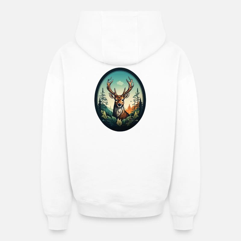 Renne - Sweat à capuche unisexe zippé oversize épais SPREAD - blanc