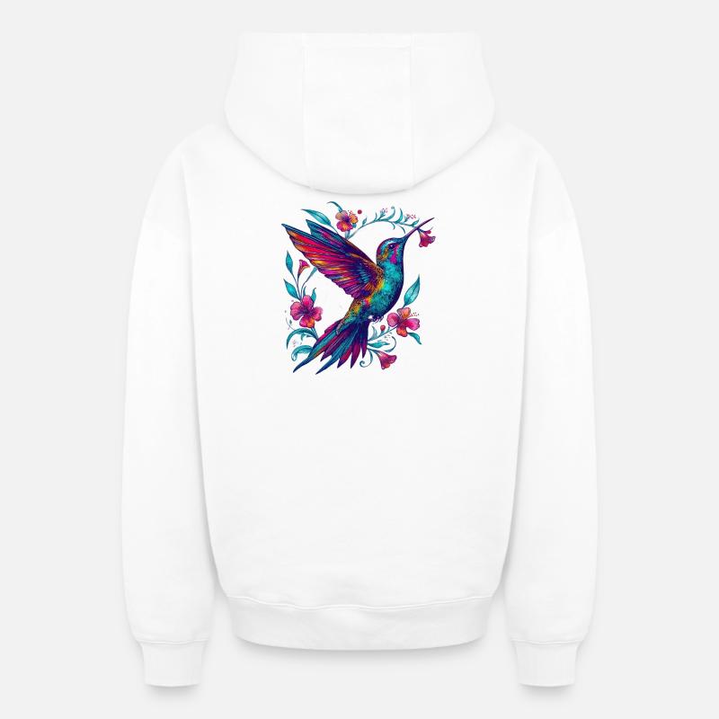 Colibri - Sweat à capuche unisexe zippé oversize épais SPREAD - blanc
