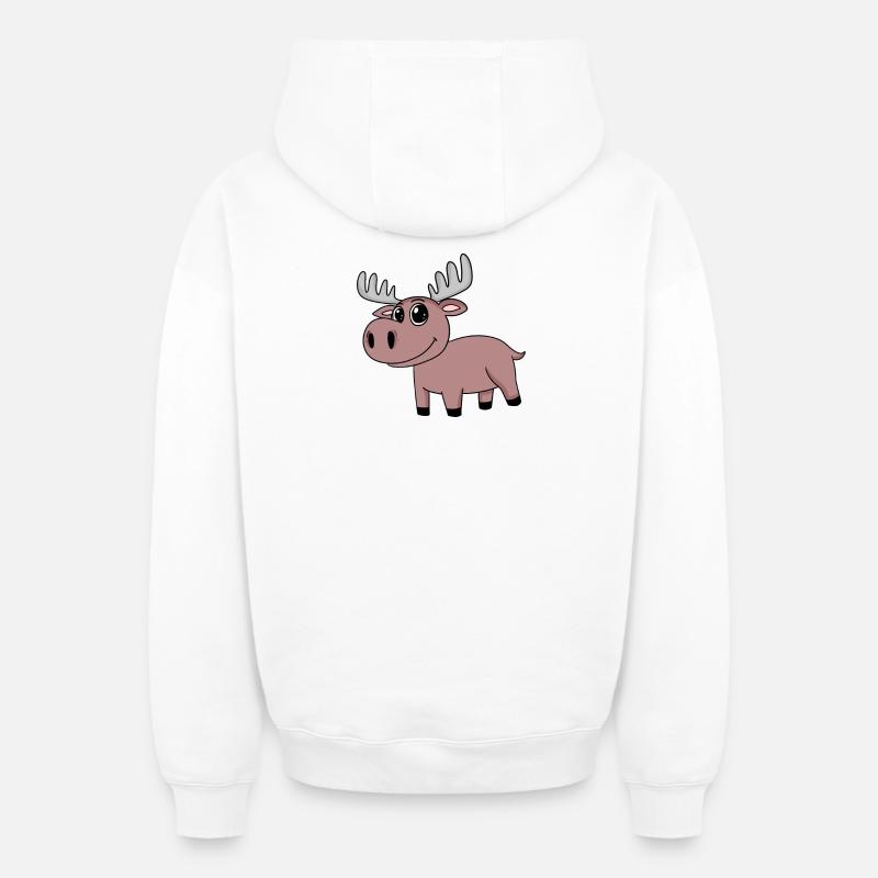 Chevreuil - Sweat à capuche unisexe zippé oversize épais SPREAD - blanc