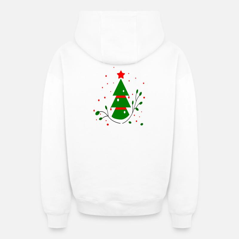 Noël, Arbre De Noël - Sweat à capuche unisexe zippé oversize épais SPREAD - blanc