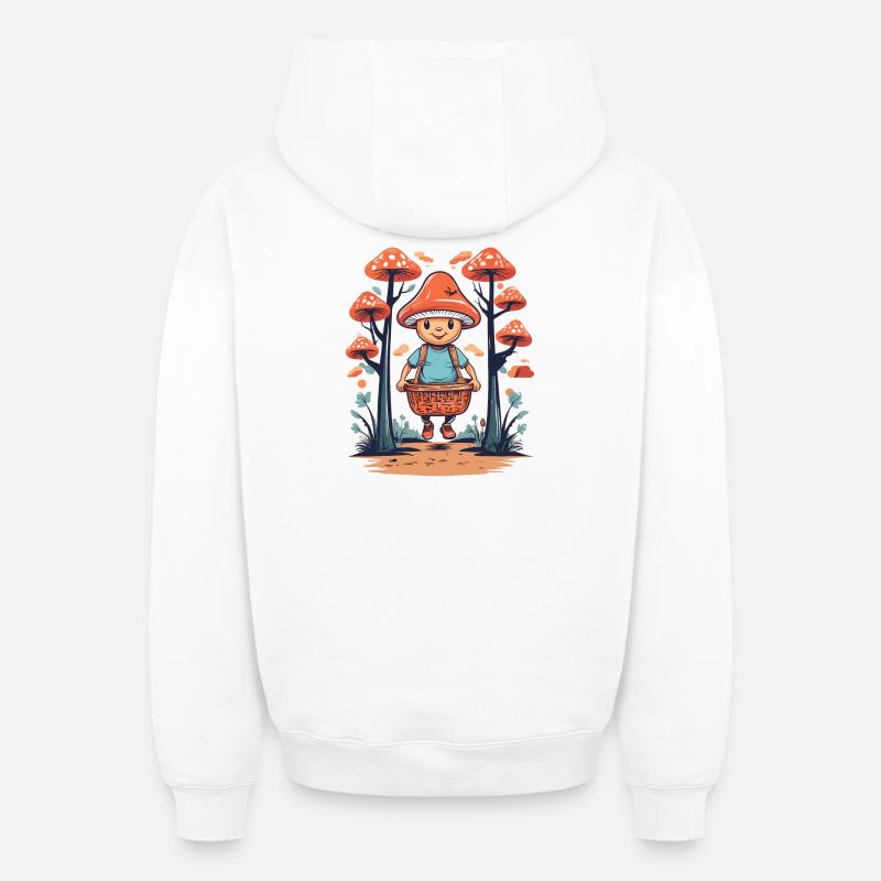 Cueilleur de champignons mignon - Sweat à capuche unisexe zippé oversize épais SPREAD - blanc