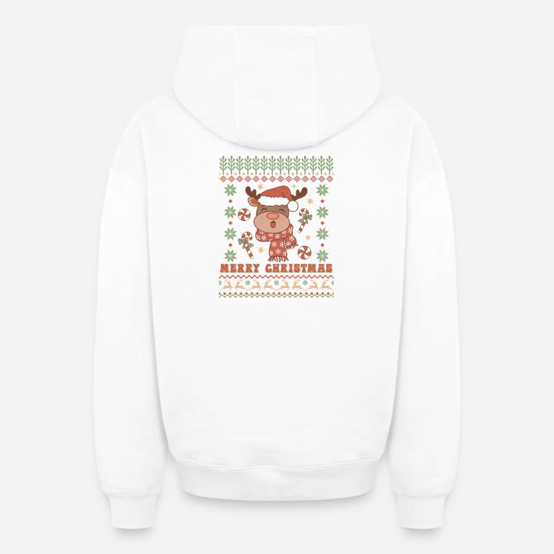 Hässlicher Weihnachtspullover - Oversized Heavyweight Unisex Zip Hoodie - Weiß
