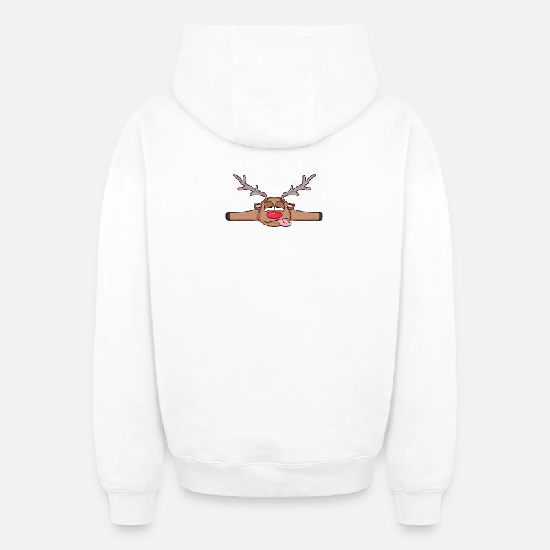 Chevreuil couché - Sweat à capuche unisexe zippé oversize épais SPREAD - blanc