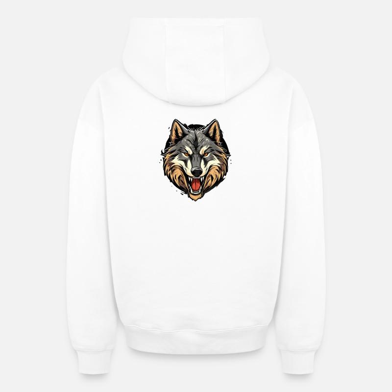 Wolfsgewitter Kopfprint - Oversized Heavyweight Unisex Zip Hoodie - Weiß