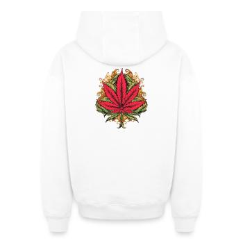 Maria rouge - Sweat à capuche unisexe zippé oversize épais SPREAD - blanc - Dos - AI Model Male 178 light (178cm)