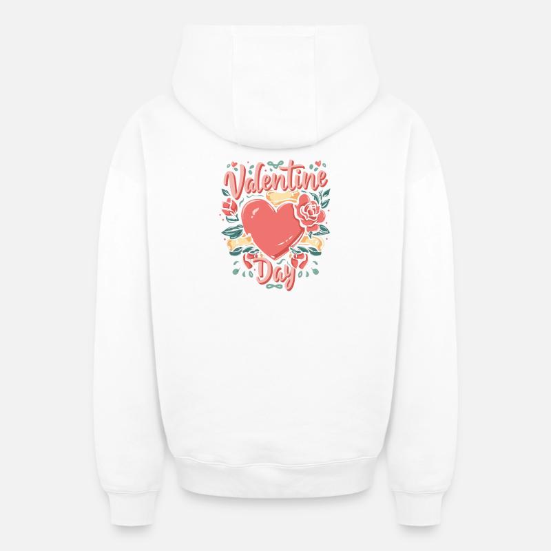 Cœur floral Saint-Valentin - Sweat à capuche unisexe zippé oversize épais SPREAD - blanc