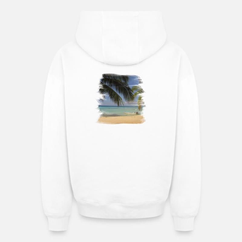 Plage - Sweat à capuche unisexe zippé oversize épais SPREAD - blanc