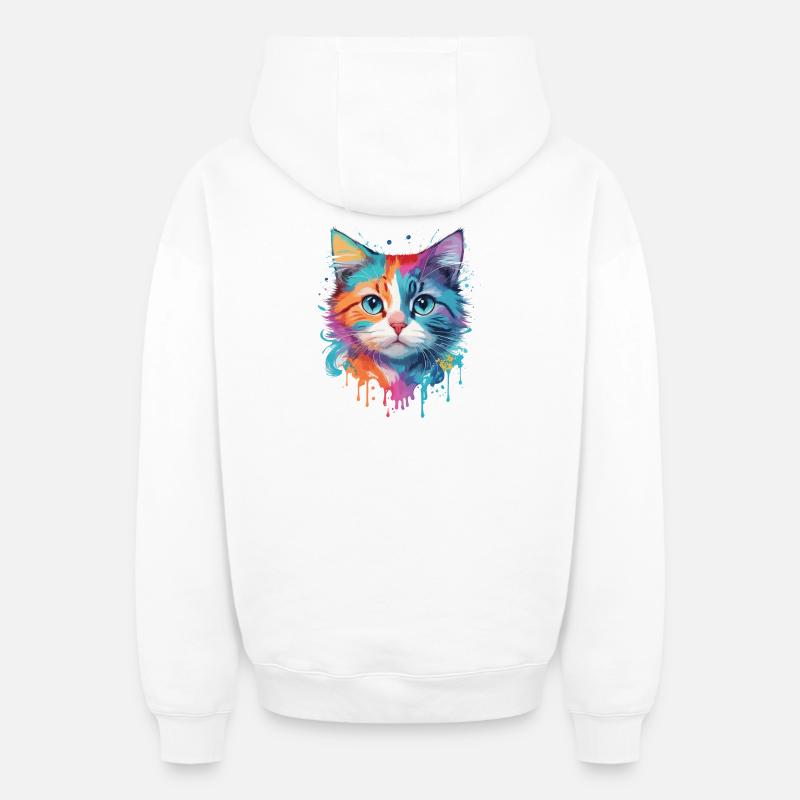 Chat mignon - Sweat à capuche unisexe zippé oversize épais SPREAD - blanc