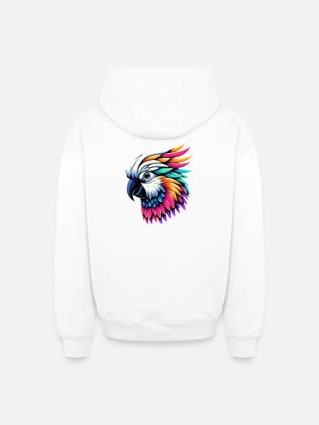 Cockatoo parrot with crest - Oversized Heavyweight Unisex Zip Hoodie - white