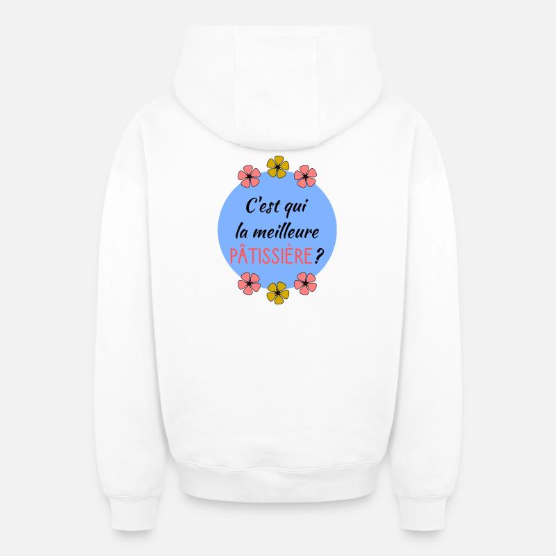 PATISSIERE - Sweat à capuche unisexe zippé oversize épais SPREAD - blanc