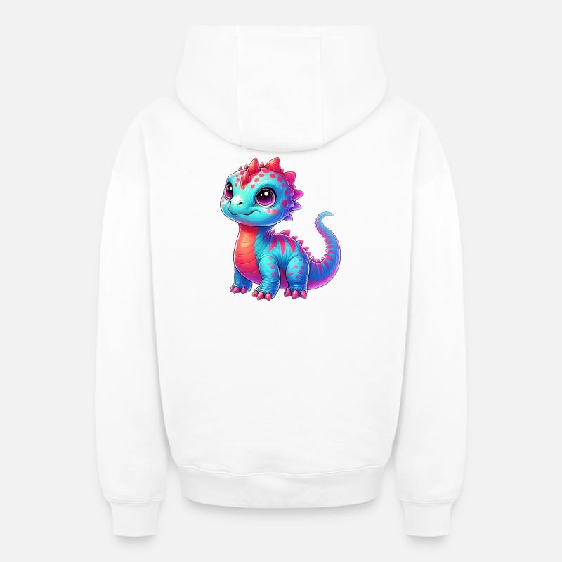 Dinosaure - Sweat à capuche unisexe zippé oversize épais SPREAD - blanc