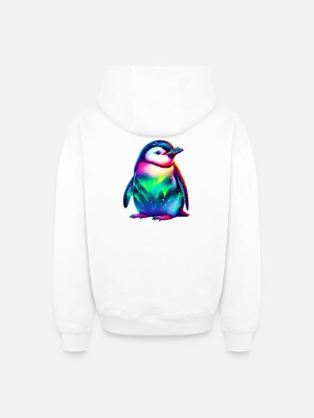 Aurora Borealis Penguin - Oversized Heavyweight Unisex Zip Hoodie - white