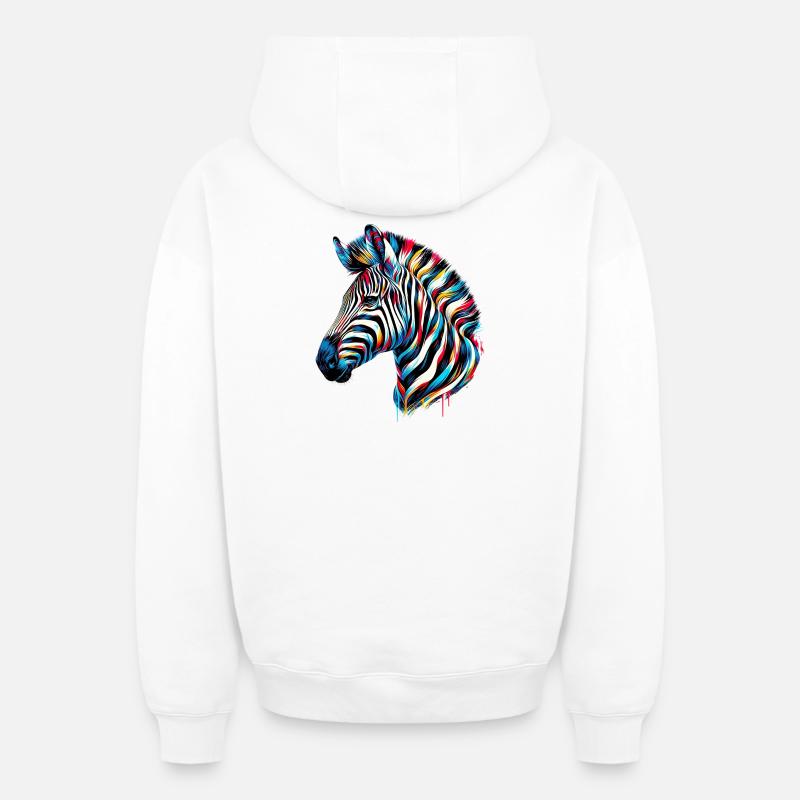 Zèbre - Sweat à capuche unisexe zippé oversize épais SPREAD - blanc