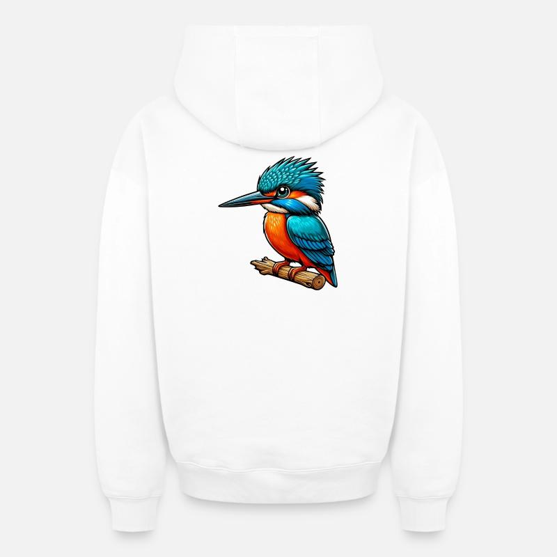 Martin-pêcheur - Sweat à capuche unisexe zippé oversize épais SPREAD - blanc
