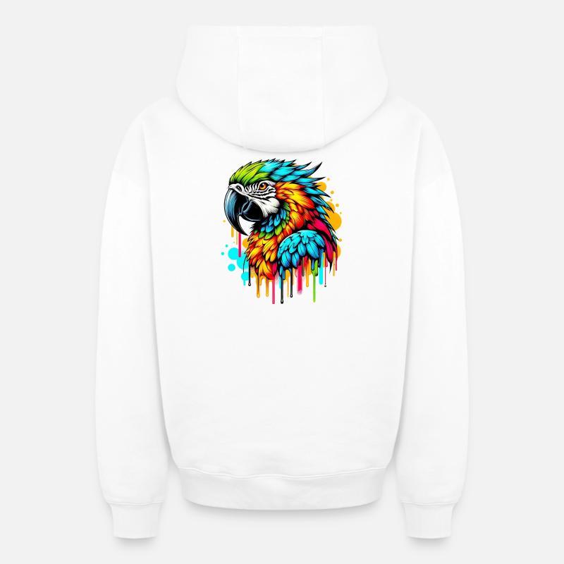 Perroquet - Sweat à capuche unisexe zippé oversize épais SPREAD - blanc