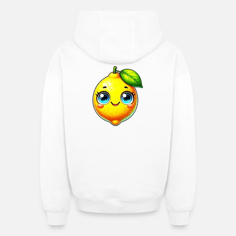 Citron Citrons - Sweat à capuche unisexe zippé oversize épais SPREAD - blanc