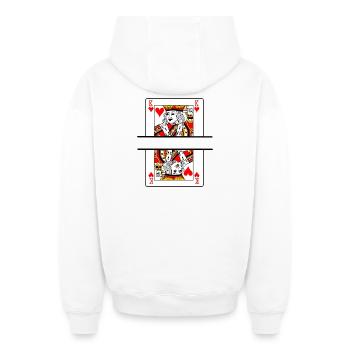 Spielkarte Herzkönig mit Bannerfeld - Oversized Heavyweight Unisex Zip Hoodie - Weiß - Hinten - AI Model Male 178 light (178cm)