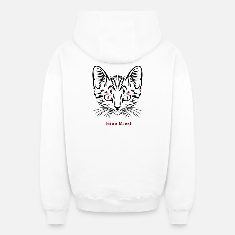 Chat, minou fin - Sweat à capuche unisexe zippé oversize épais SPREAD - blanc