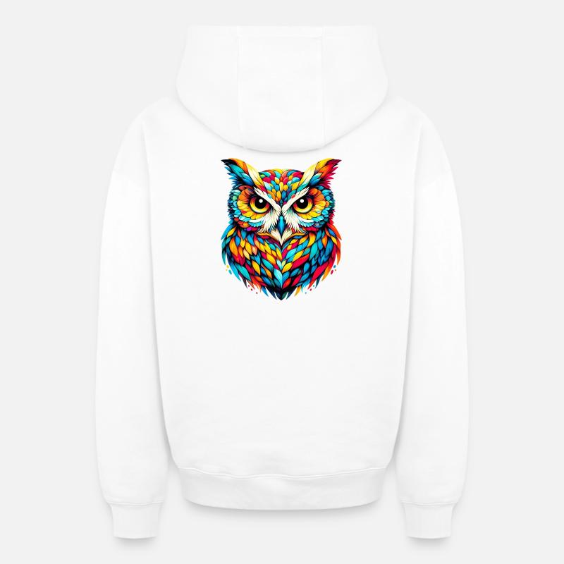 Hibou - Sweat à capuche unisexe zippé oversize épais SPREAD - blanc