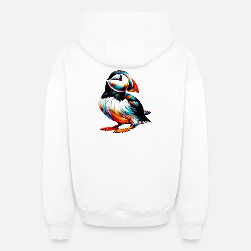 Macareux - Sweat à capuche unisexe zippé oversize épais SPREAD - blanc