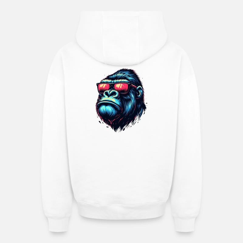 Gorille - Sweat à capuche unisexe zippé oversize épais SPREAD - blanc