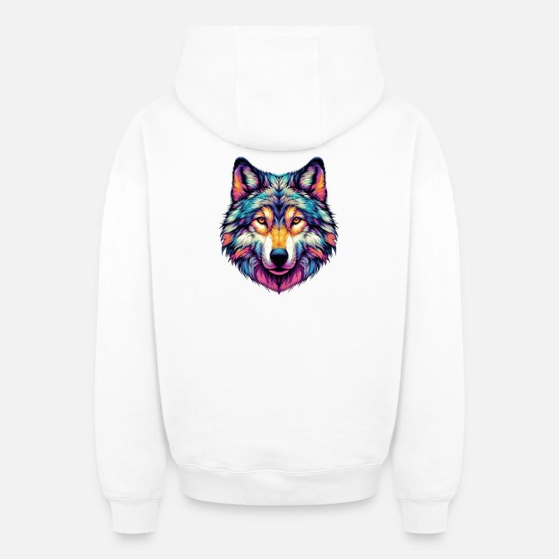 Loup - Sweat à capuche unisexe zippé oversize épais SPREAD - blanc