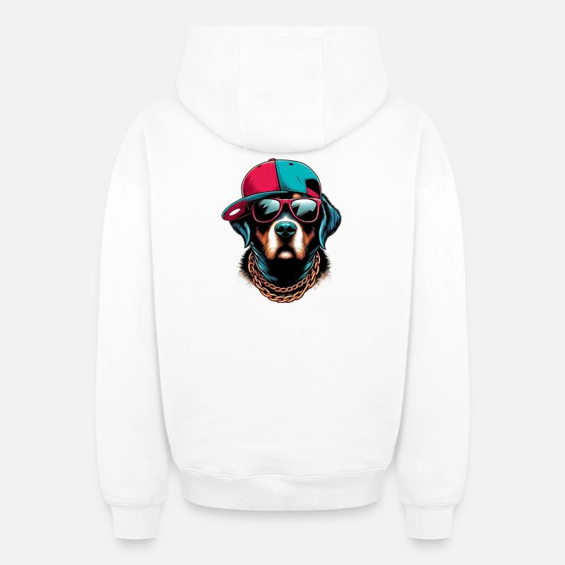 Chien - Sweat à capuche unisexe zippé oversize épais SPREAD - blanc