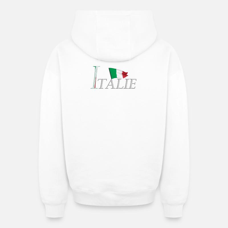 Élegant au Design Moderne avec le Drapeau Italien - Sweat à capuche unisexe zippé oversize épais SPREAD - blanc