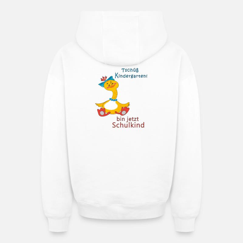 Bye bye maternelle - Sweat à capuche unisexe zippé oversize épais SPREAD - blanc