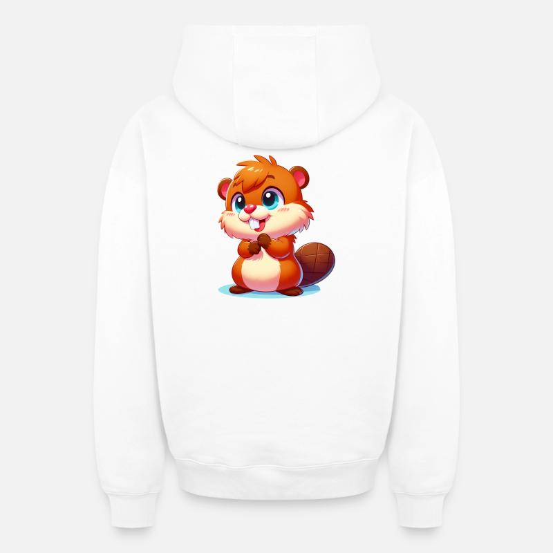 Castor - Sweat à capuche unisexe zippé oversize épais SPREAD - blanc