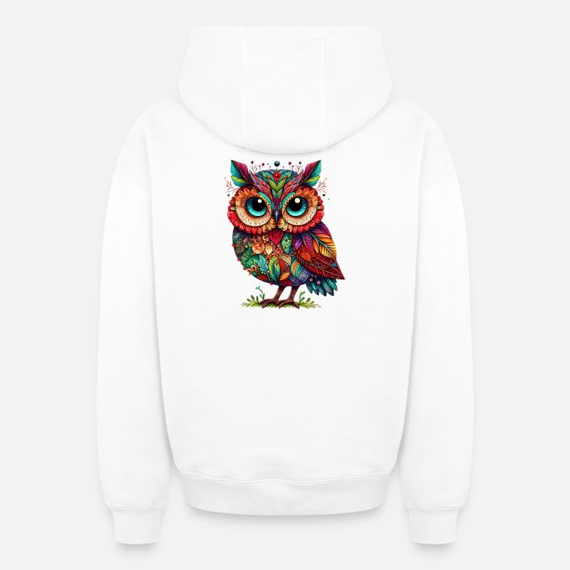 Hibou - Sweat à capuche unisexe zippé oversize épais SPREAD - blanc
