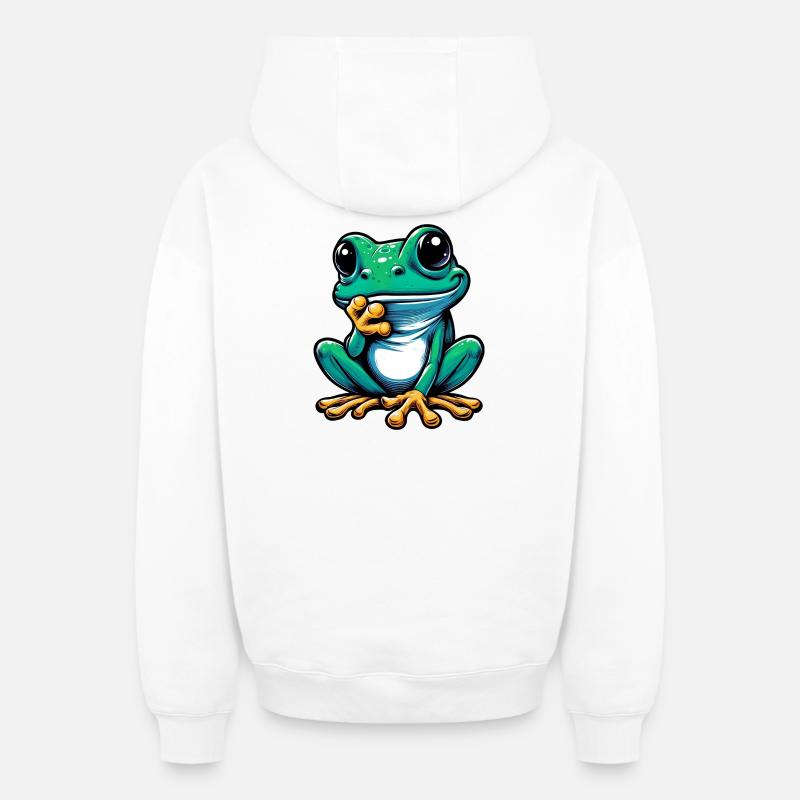 Grenouille - Sweat à capuche unisexe zippé oversize épais SPREAD - blanc