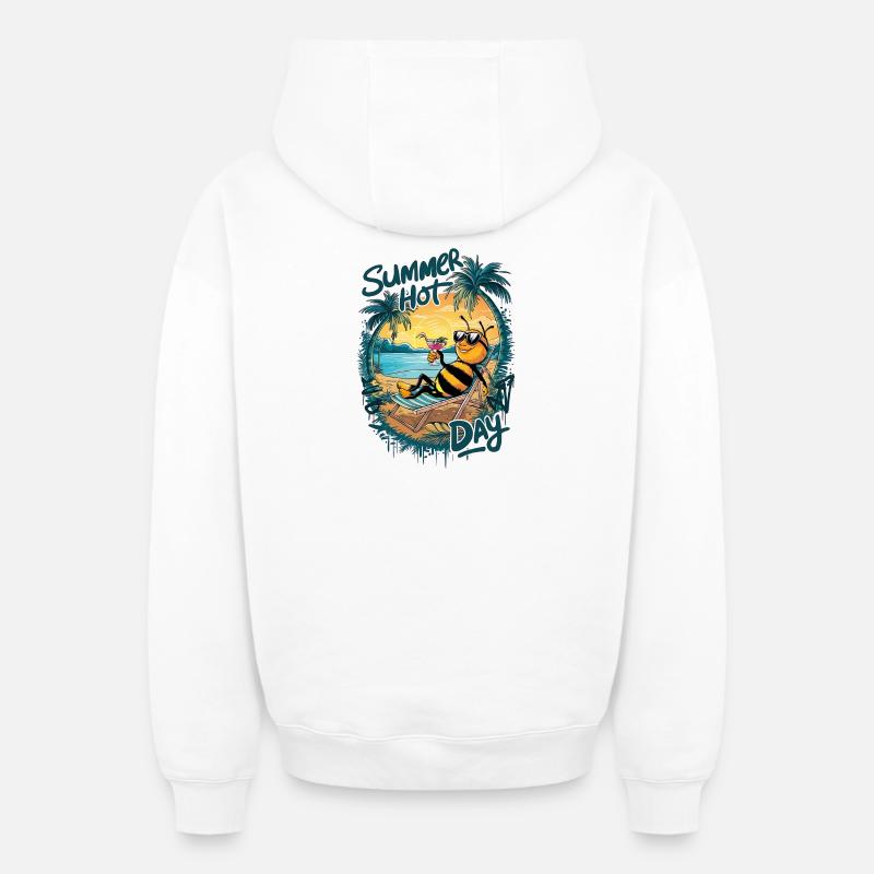 Ruche d’été Relax - Sweat à capuche unisexe zippé oversize épais SPREAD - blanc