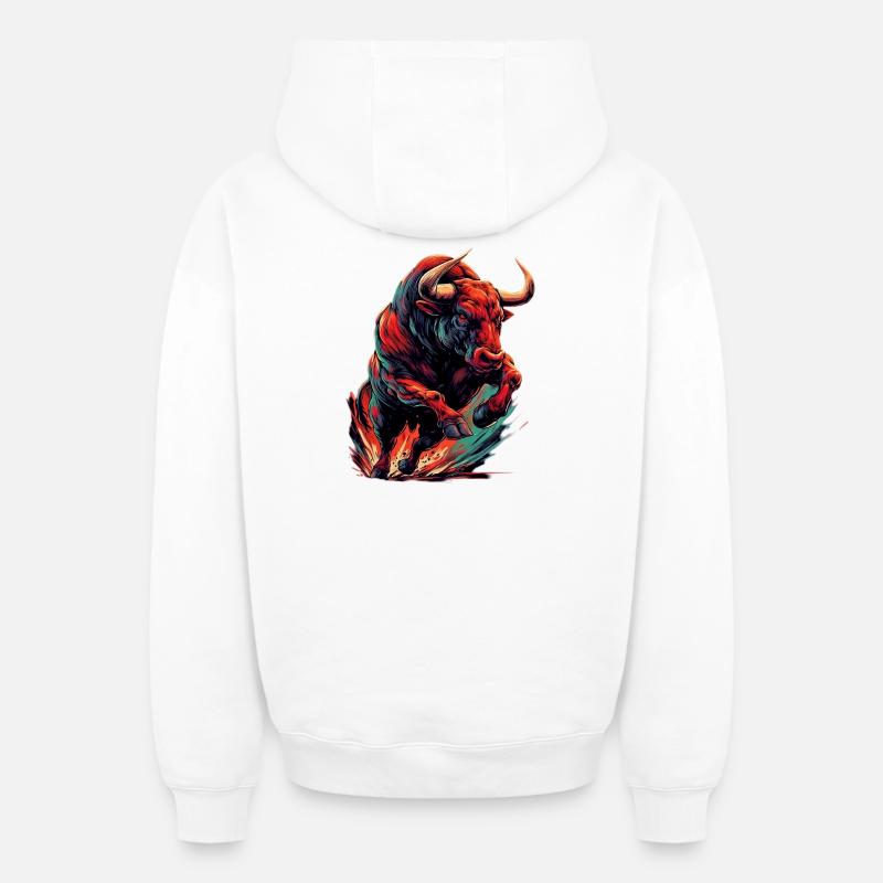 Taureau - Sweat à capuche unisexe zippé oversize épais SPREAD - blanc