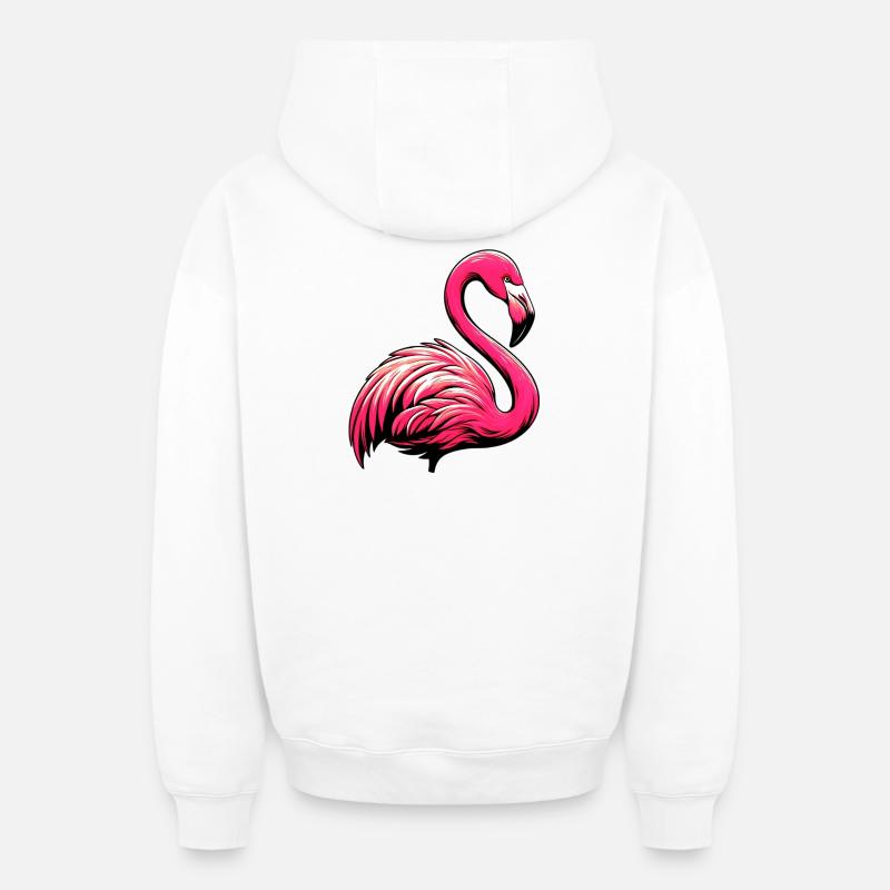 Flamant - Sweat à capuche unisexe zippé oversize épais SPREAD - blanc