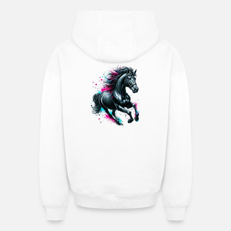 Cheval - Sweat à capuche unisexe zippé oversize épais SPREAD - blanc