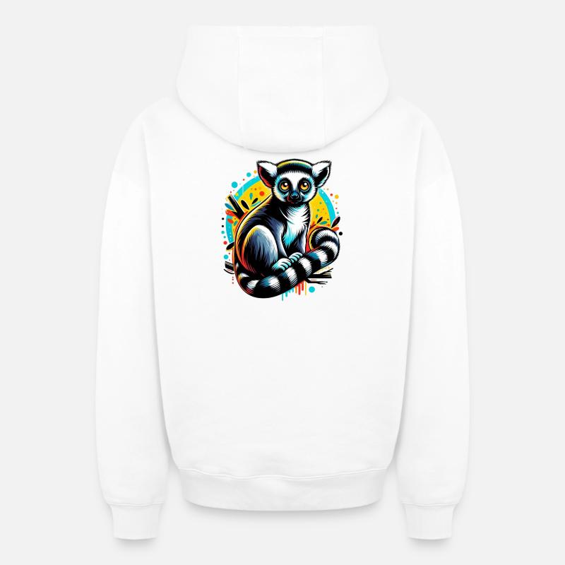 Lémurien - Sweat à capuche unisexe zippé oversize épais SPREAD - blanc